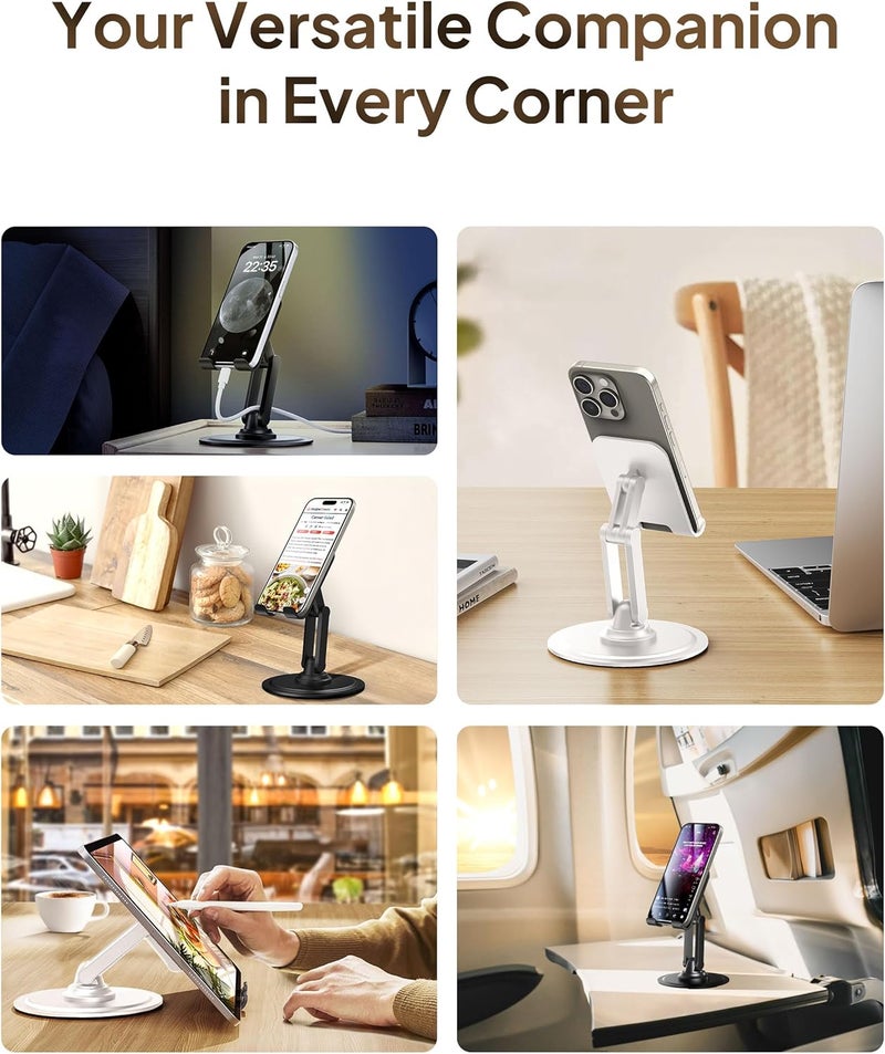 cooper 360° Stand, [Gift Family Pack], Rotating Cell Phone Stand for Desk, Cell Phone Holder for Desk, iPhone Stand Holder, Sturdy Metal Base, Fits Samsung, Android Smartphones, (Cream White, 2-Pack) - Image 4